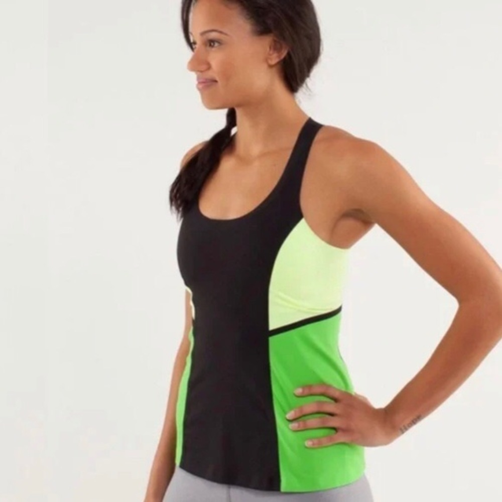 Lululemon Green Black Colorblock Racerback Tank